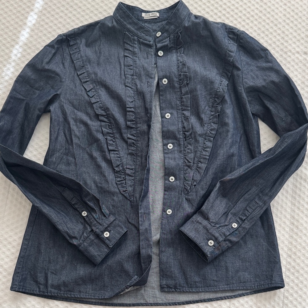 Miu Miu Dark Denim Button-Up Shirt REAL